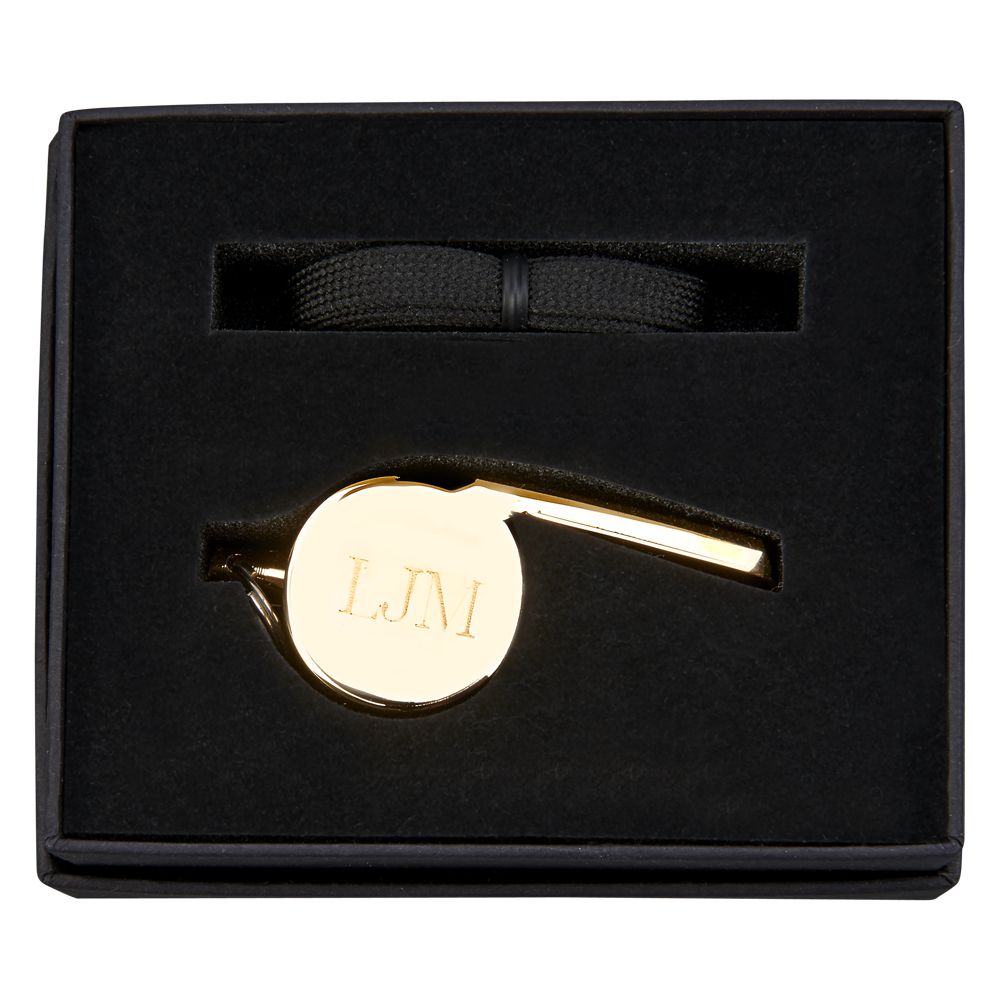 Gold-plated Coach's Whistle with Lanyard-2