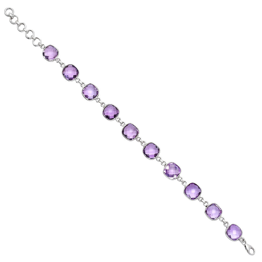 Amethyst Checker Briolette - Brazil Bracelet B-1001 SDB5276-2