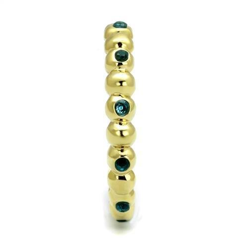 Gold(Ion Plating) Stainless Steel Ring with Synthetic Synthetic Glass in Montana