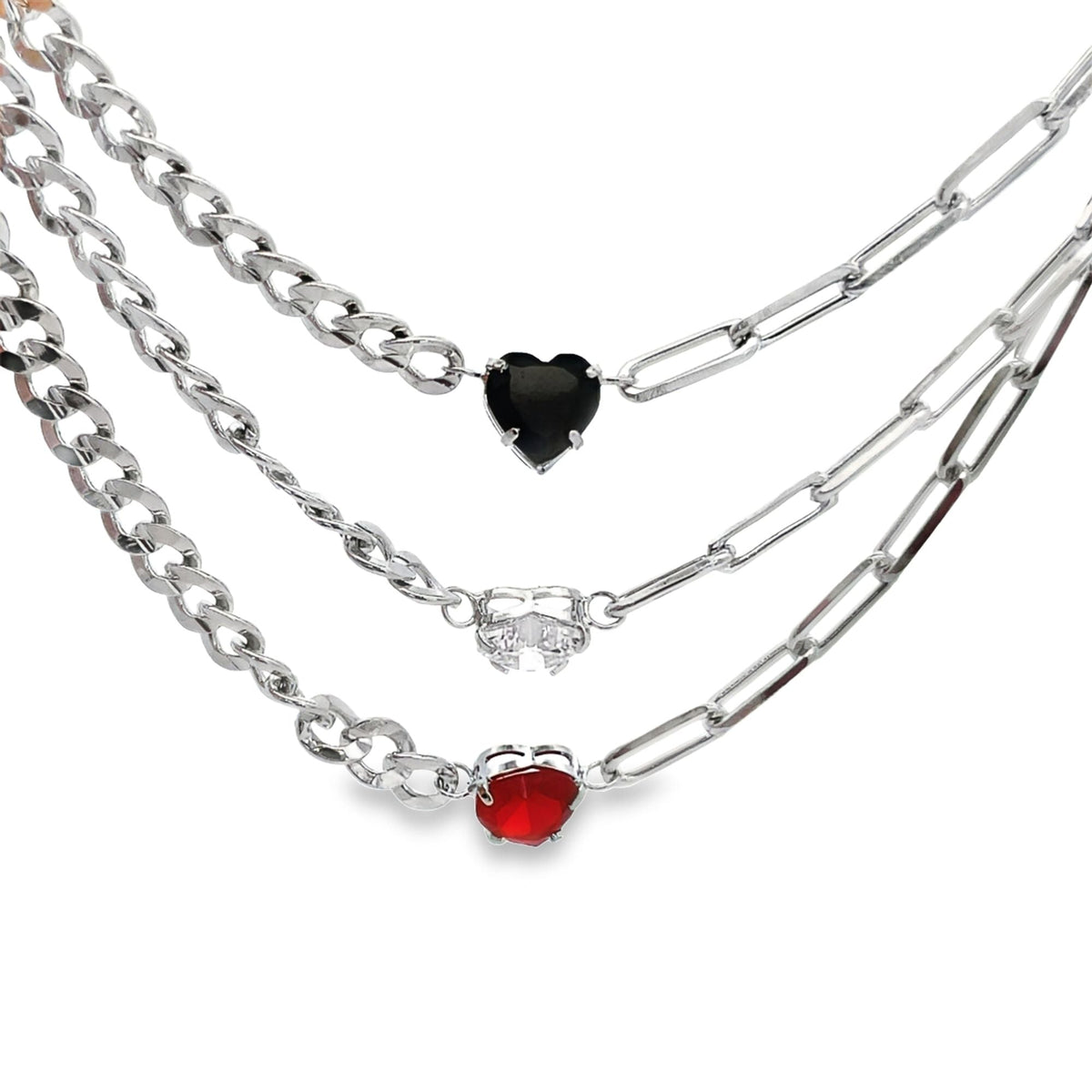 Heart Necklace | Paperclip & Curb Chain Necklace