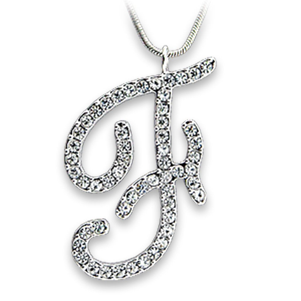 Rhodium Brass Pendant with Top Grade Crystal in Clear