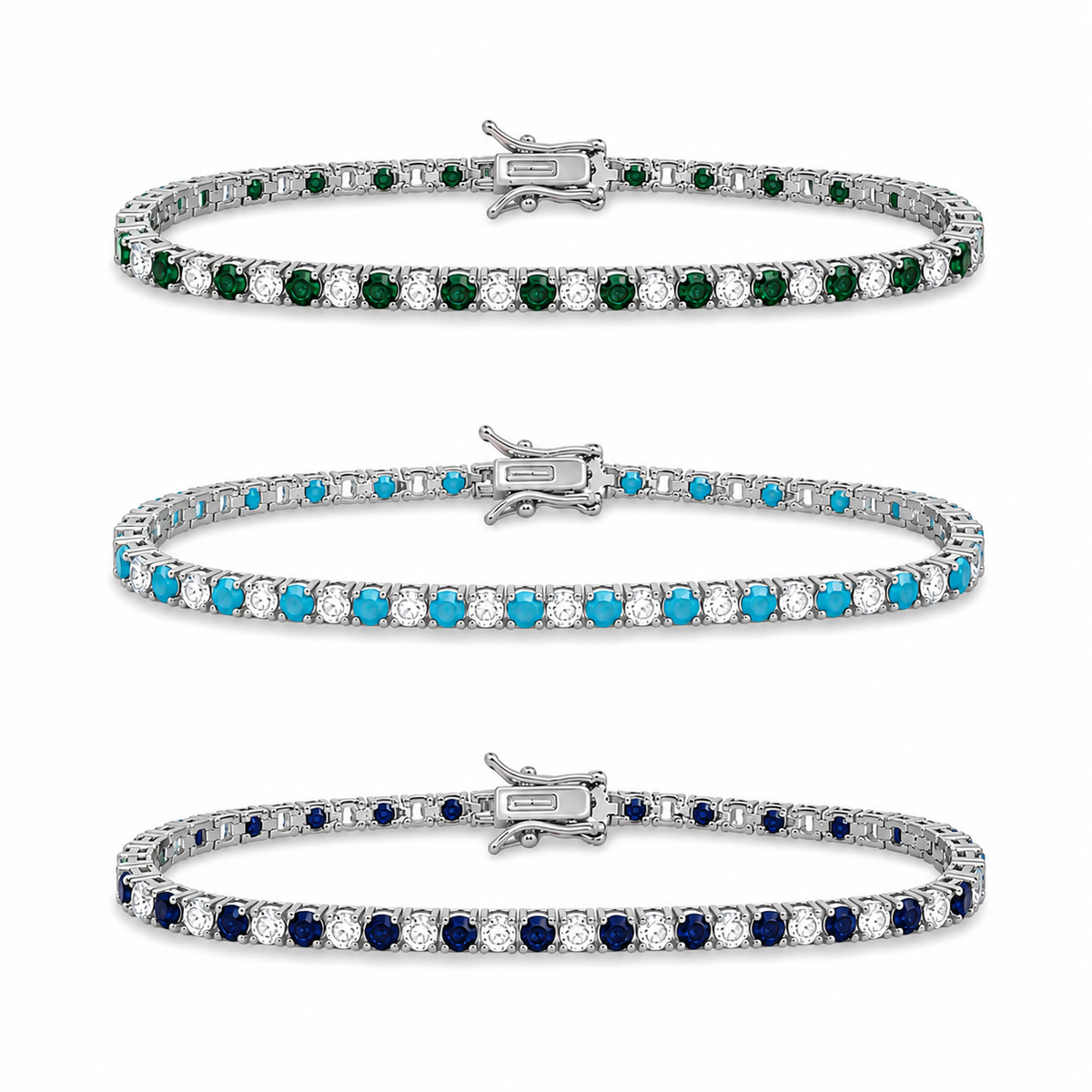 3mm CZ Tennis Necklace – Color Stone & Clear Bezel Necklace