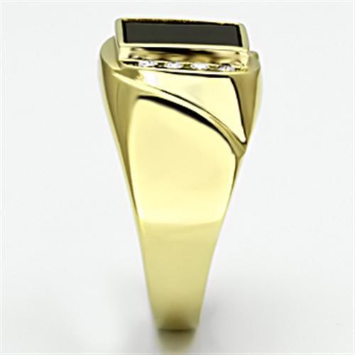 Men’s Gold & Black Onyx Stainless Steel Statement Ring