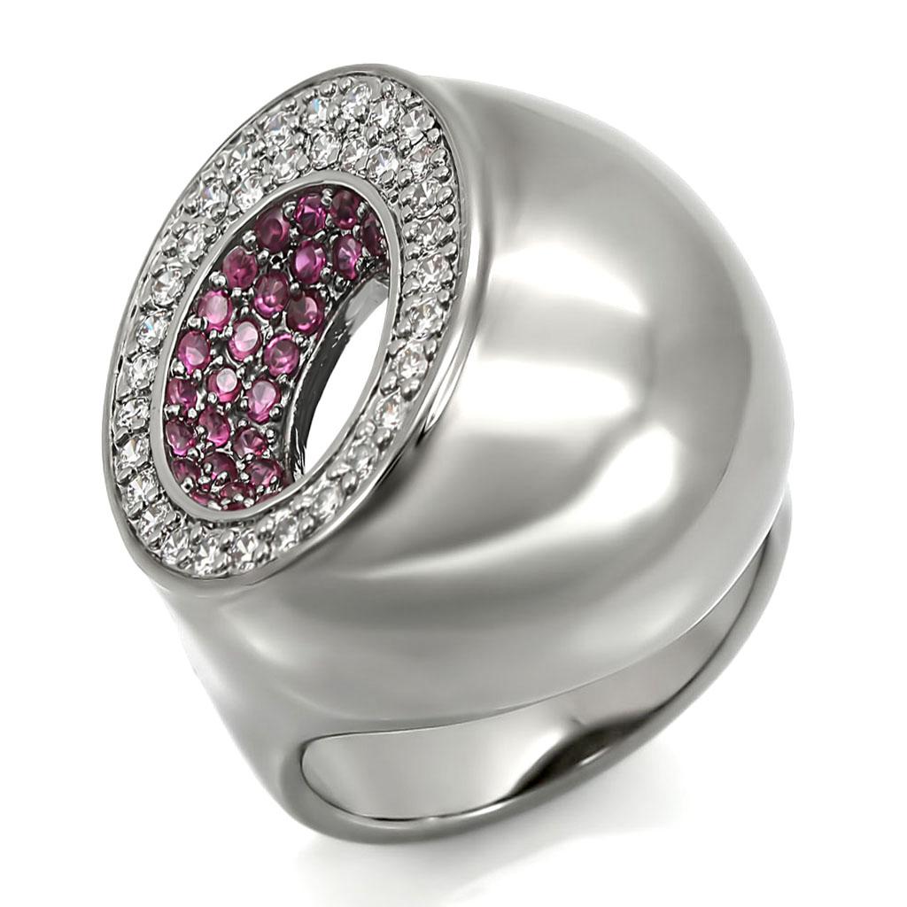 0W304 - Ruthenium Brass Ring with Synthetic Garnet in Ruby-0