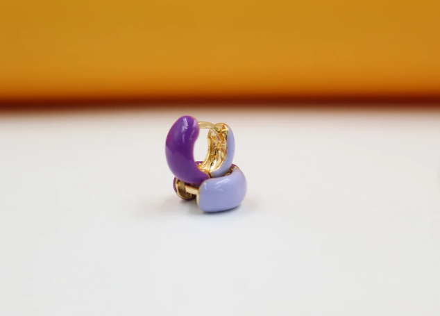 18K Gold Filled Enamel Small Huggie Earrings (K116A)