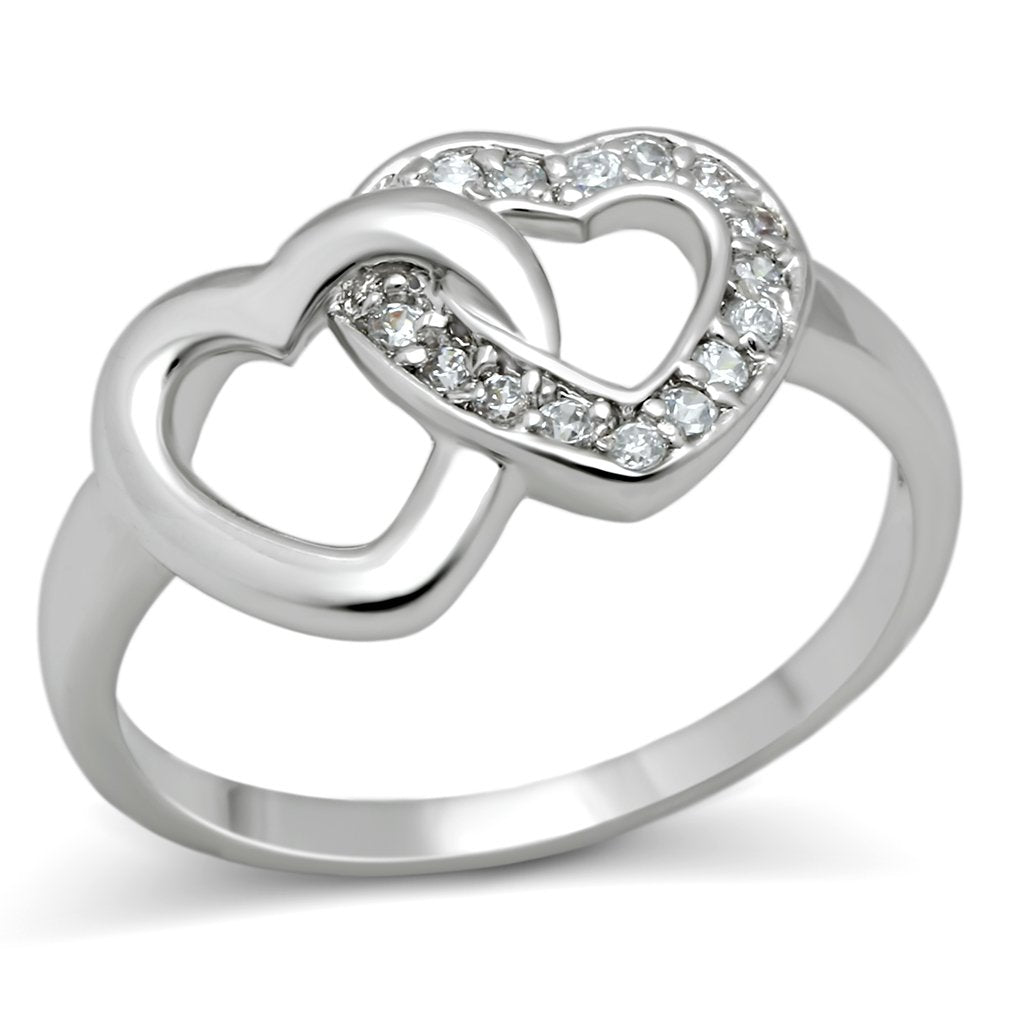 Elegant Rhodium-Plated Clear Cubic Zirconia Ring