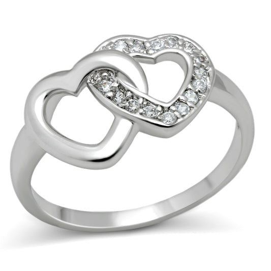 Elegant Rhodium-Plated Clear Cubic Zirconia Ring