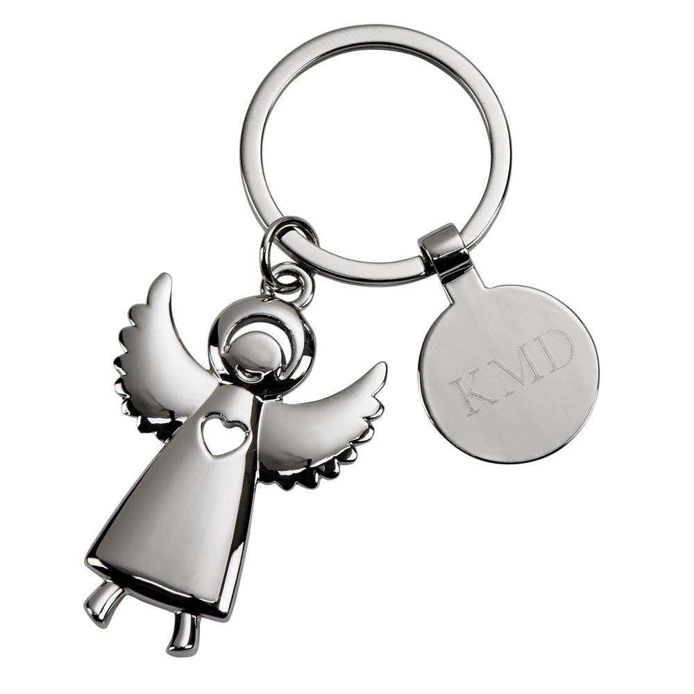 Standing Angel Keychain with Engraving Tag, 3.5"-0