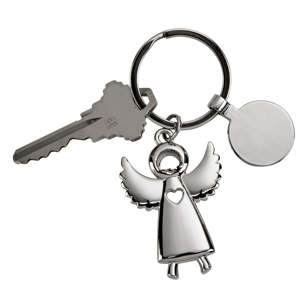 Standing Angel Keychain with Engraving Tag, 3.5"-4