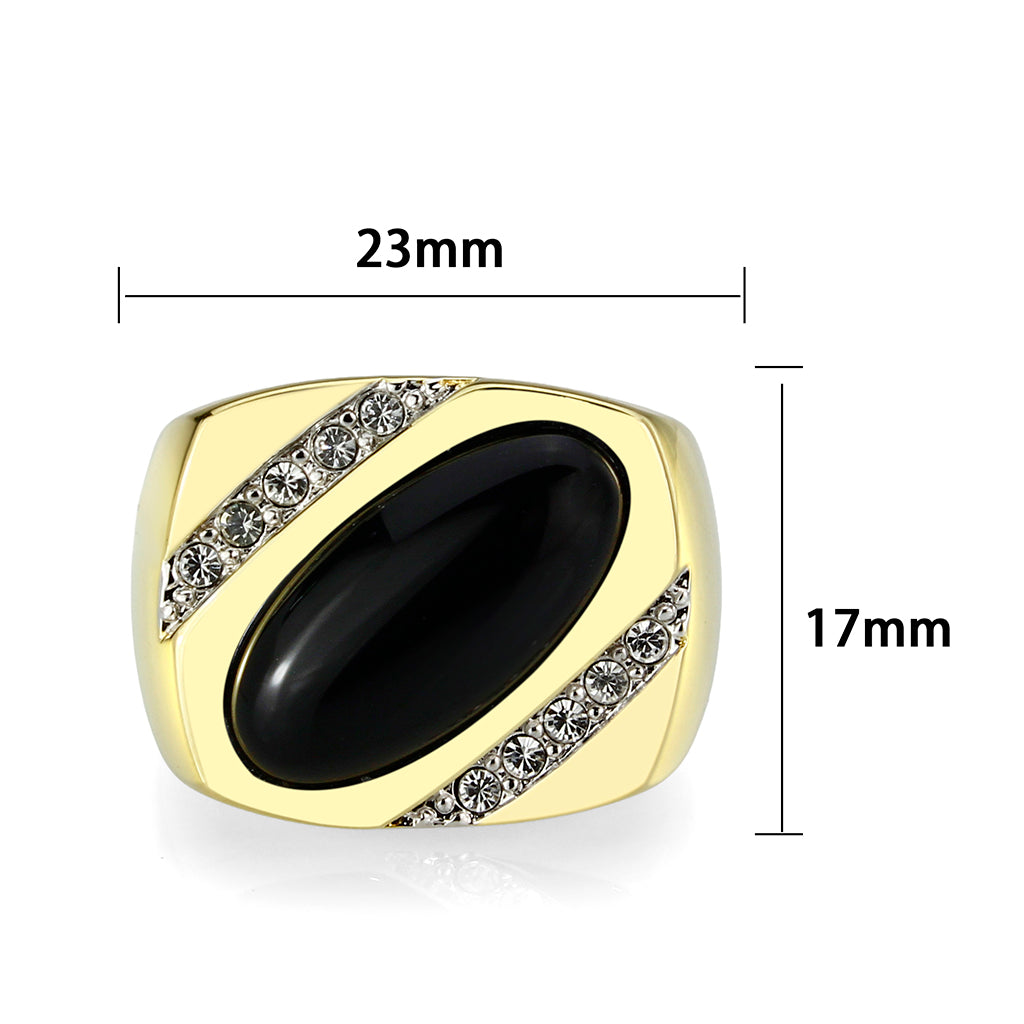 Gold  Plated  Brass Ring with Black Onyx