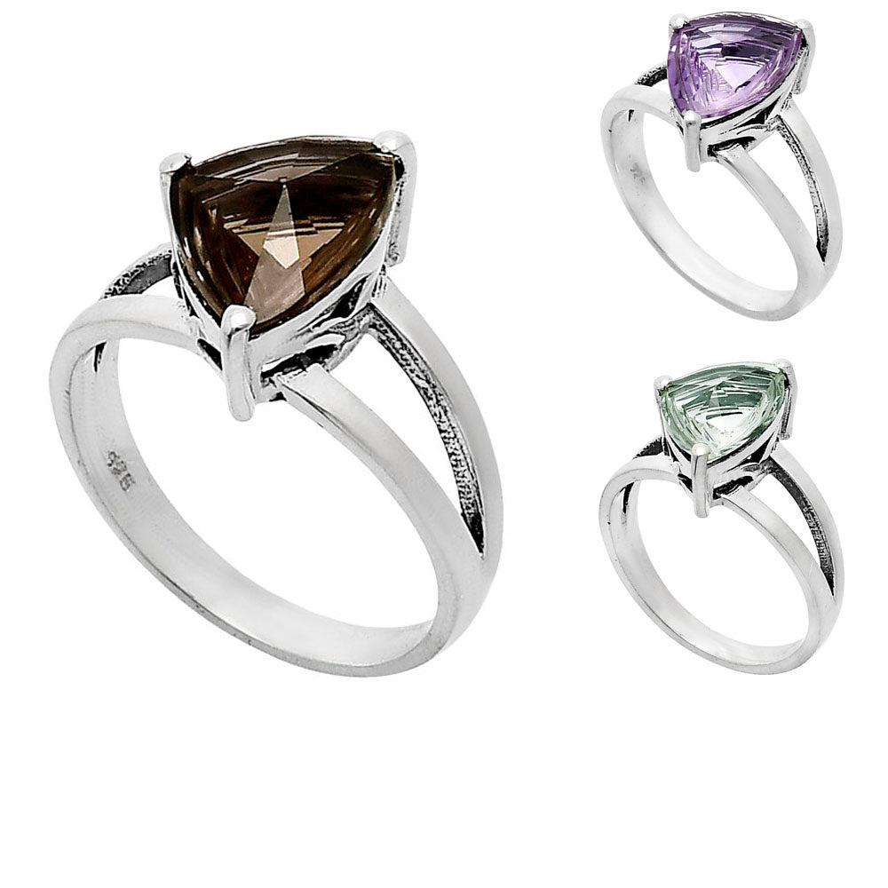 Trillion Cut Gemstone Ring in 925 Sterling Silver