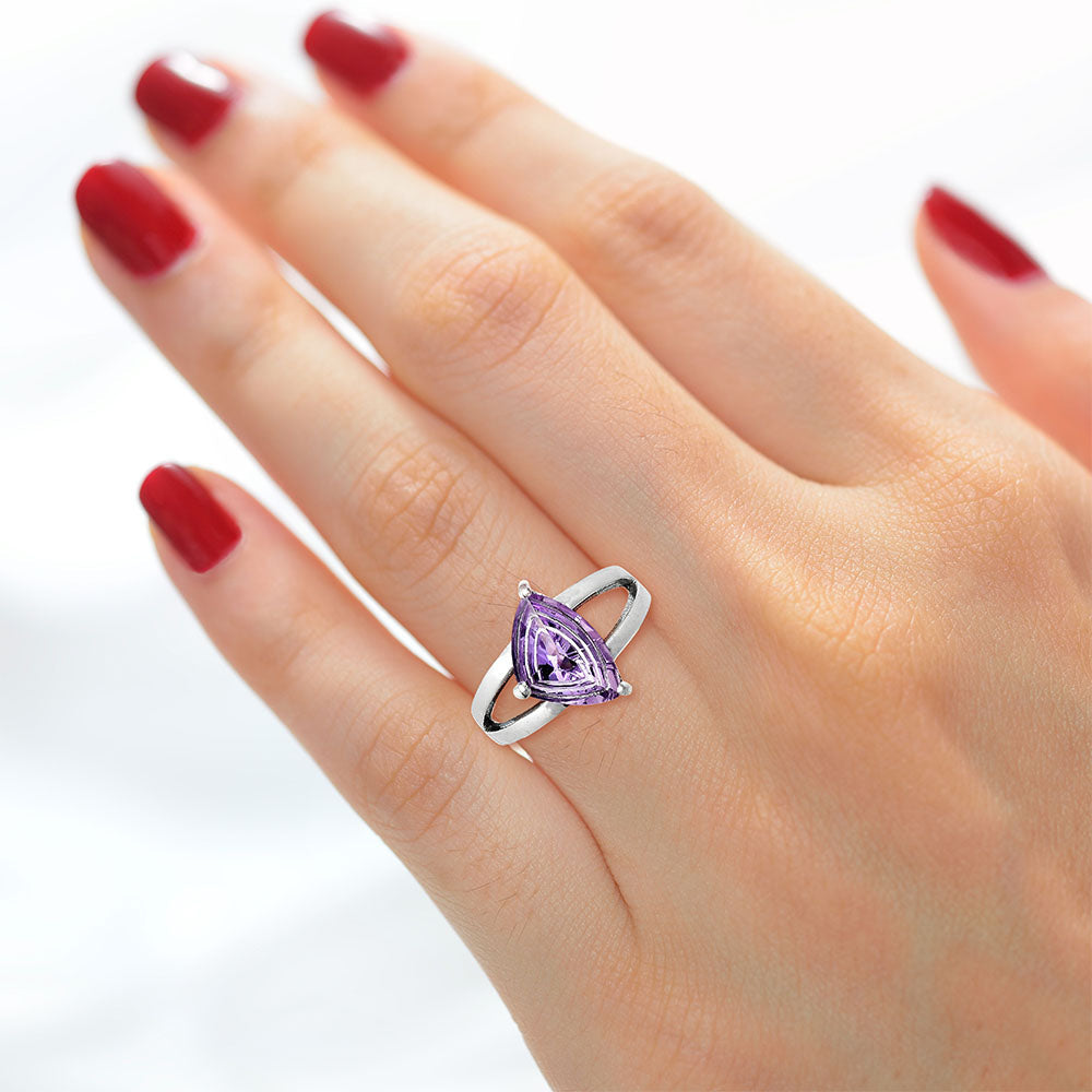 Trillion Cut Gemstone Ring in 925 Sterling Silver