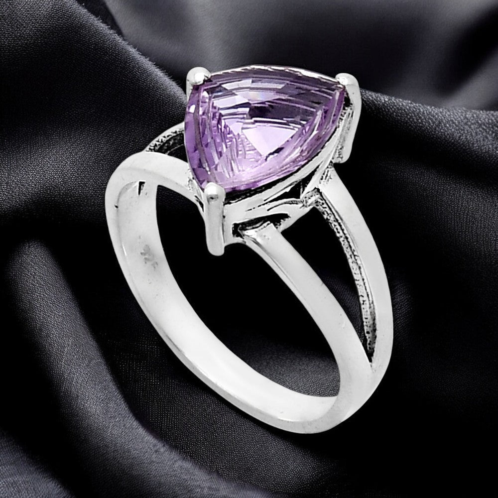 Trillion Cut Gemstone Ring in 925 Sterling Silver