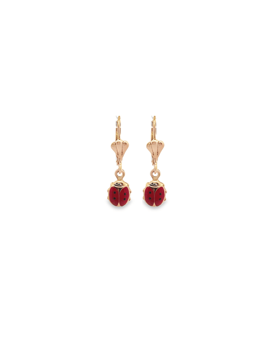 Small Leverback Ladybug Earrings