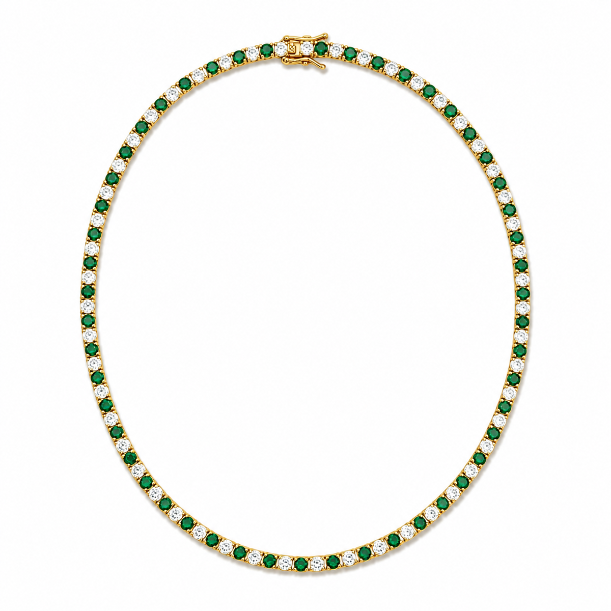 3mm CZ Tennis Necklace – Color Stone & Clear Bezel Necklace
