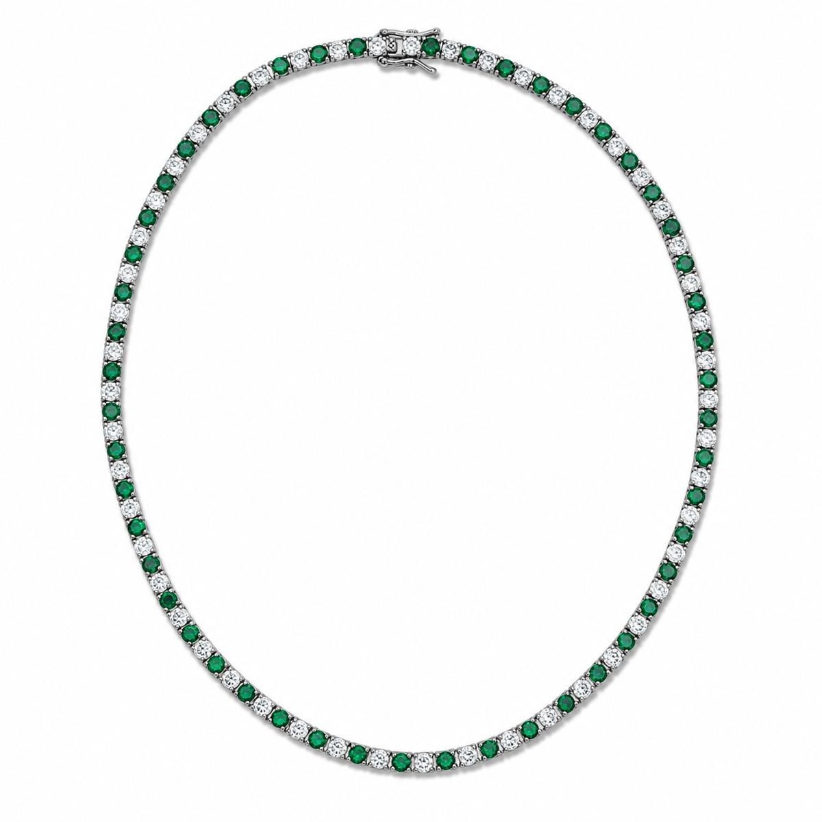 3mm CZ Tennis Necklace – Color Stone & Clear Bezel Necklace