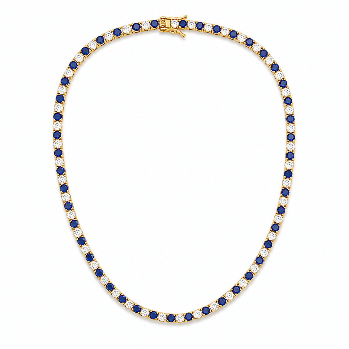 3mm CZ Tennis Necklace – Color Stone & Clear Bezel Necklace