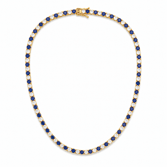 3mm CZ Tennis Necklace – Color Stone & Clear Bezel Necklace