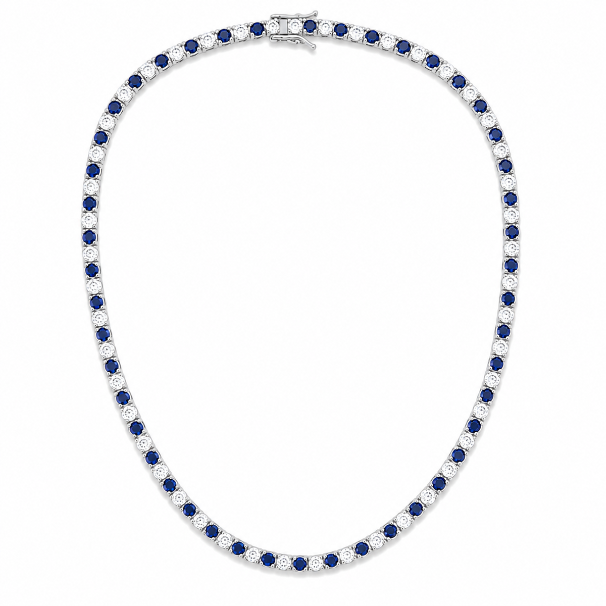 3mm CZ Tennis Necklace – Color Stone & Clear Bezel Necklace