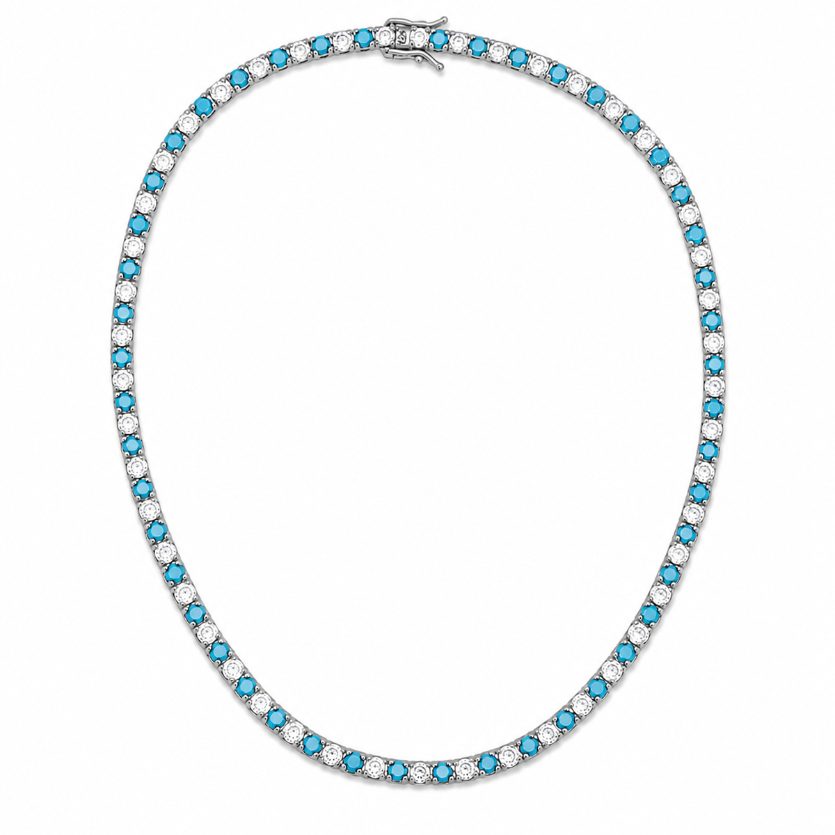 3mm CZ Tennis Necklace – Color Stone & Clear Bezel Necklace