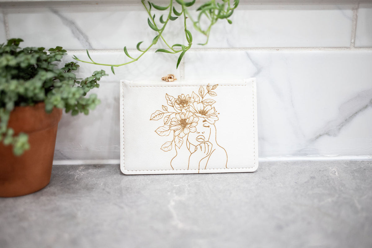 Floral Laser Engraved Change Purse & Coin Wallet