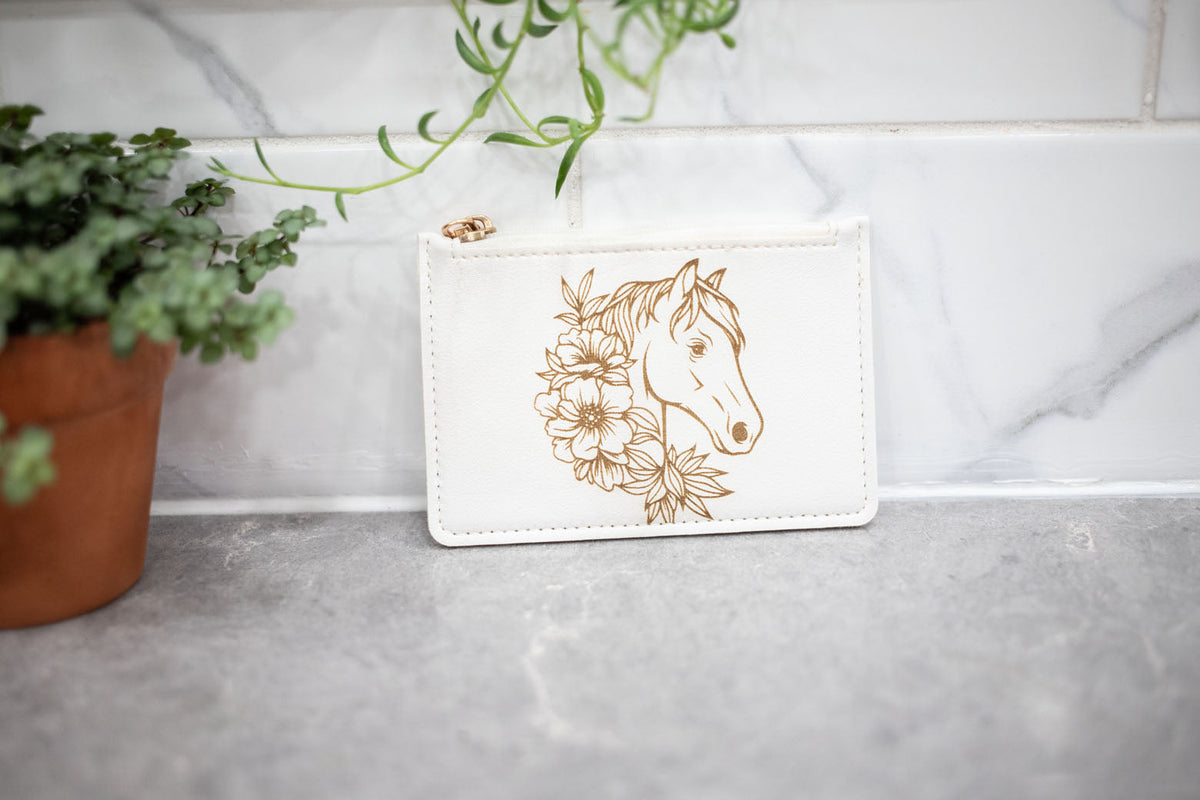 Floral Laser Engraved Change Purse & Coin Wallet