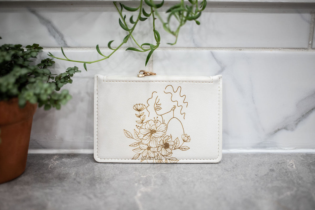 Floral Laser Engraved Change Purse & Coin Wallet