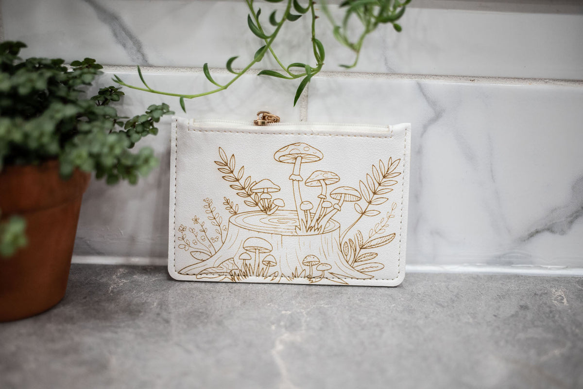 Floral Laser Engraved Change Purse & Coin Wallet