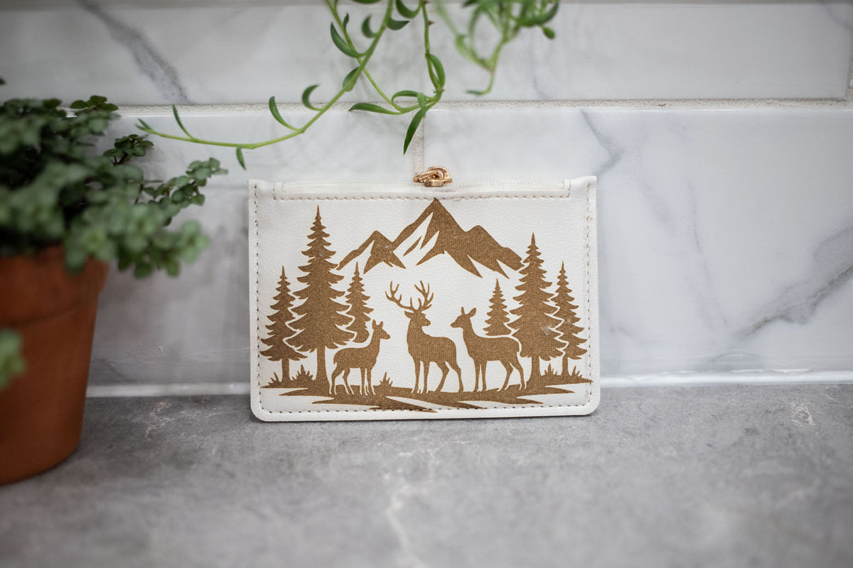 Floral Laser Engraved Change Purse & Coin Wallet