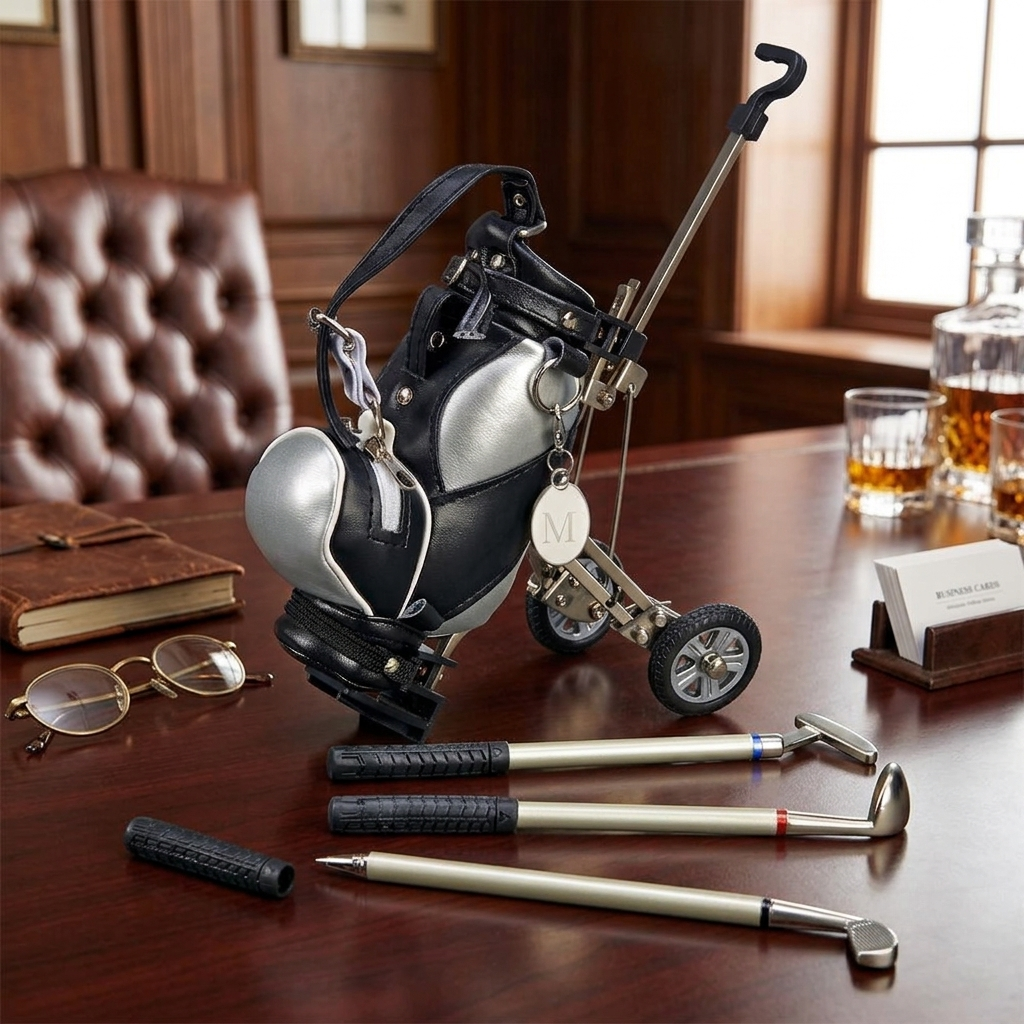 Golf Cart Style Pen Set & Holder-1