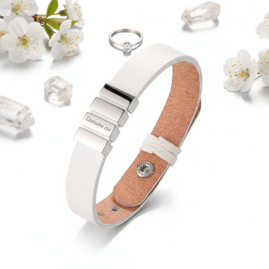 Personalized men's family name bracelet –Leather Bracelet