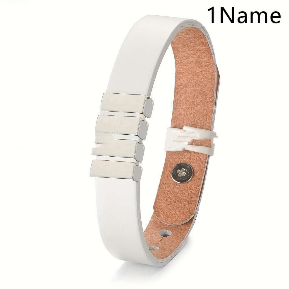 Personalized men's family name bracelet –Leather Bracelet