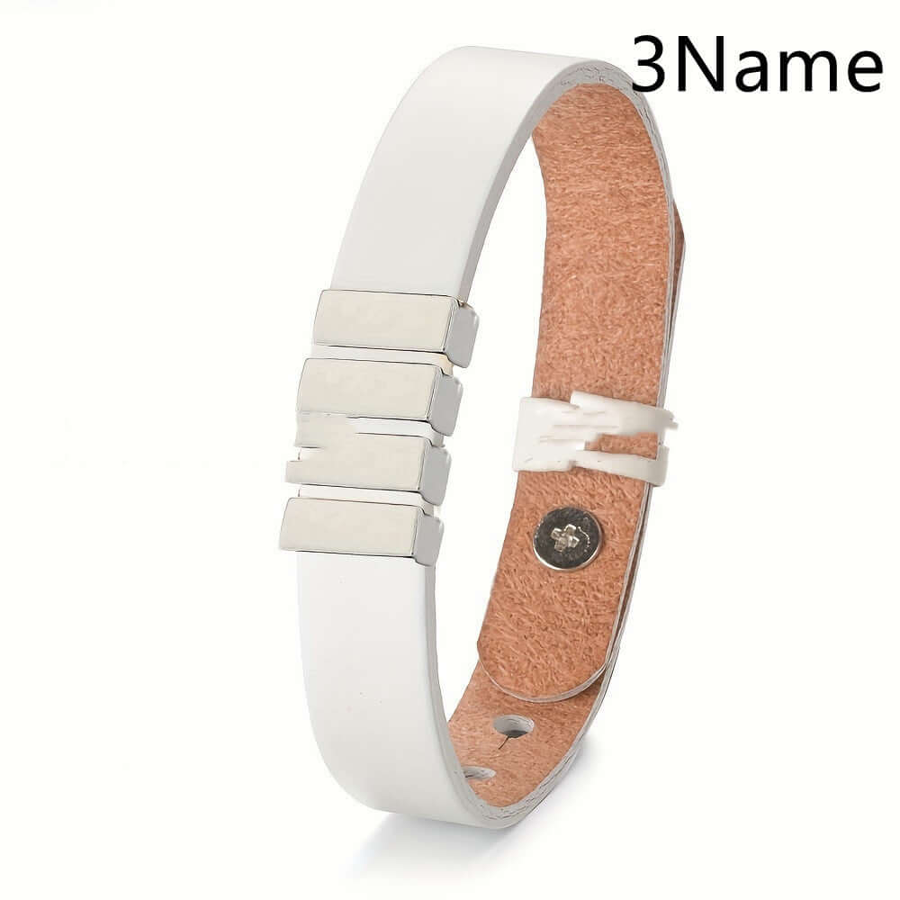 Personalized men's family name bracelet –Leather Bracelet
