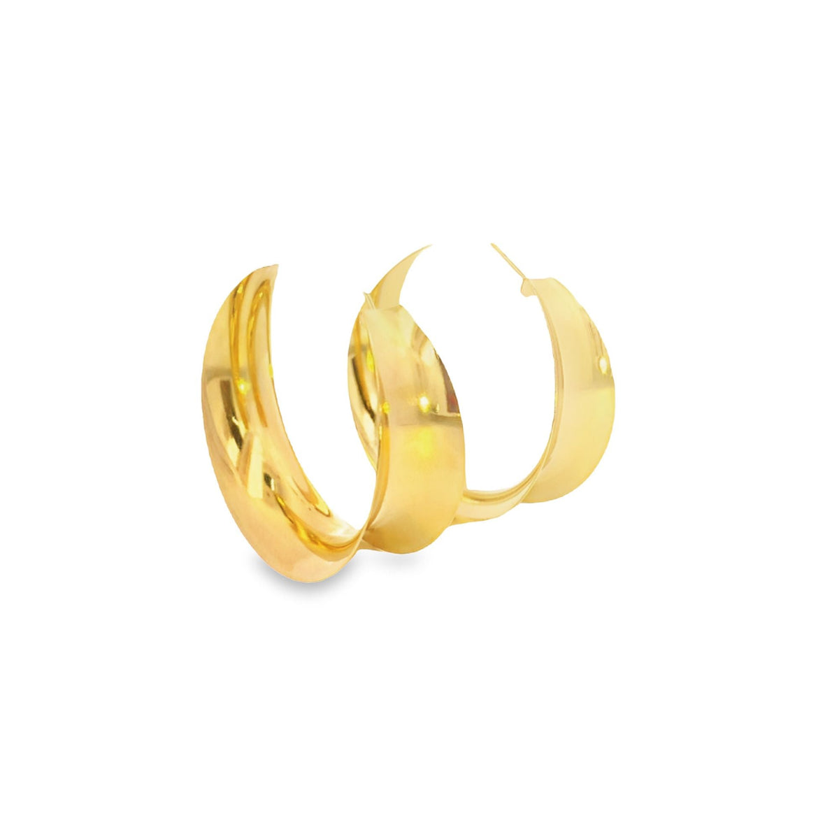 18K Gold Filled Curved Wide Minimalist Hoops