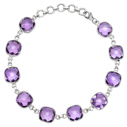 Amethyst Checker Briolette - Brazil Bracelet B-1001 SDB5276-0