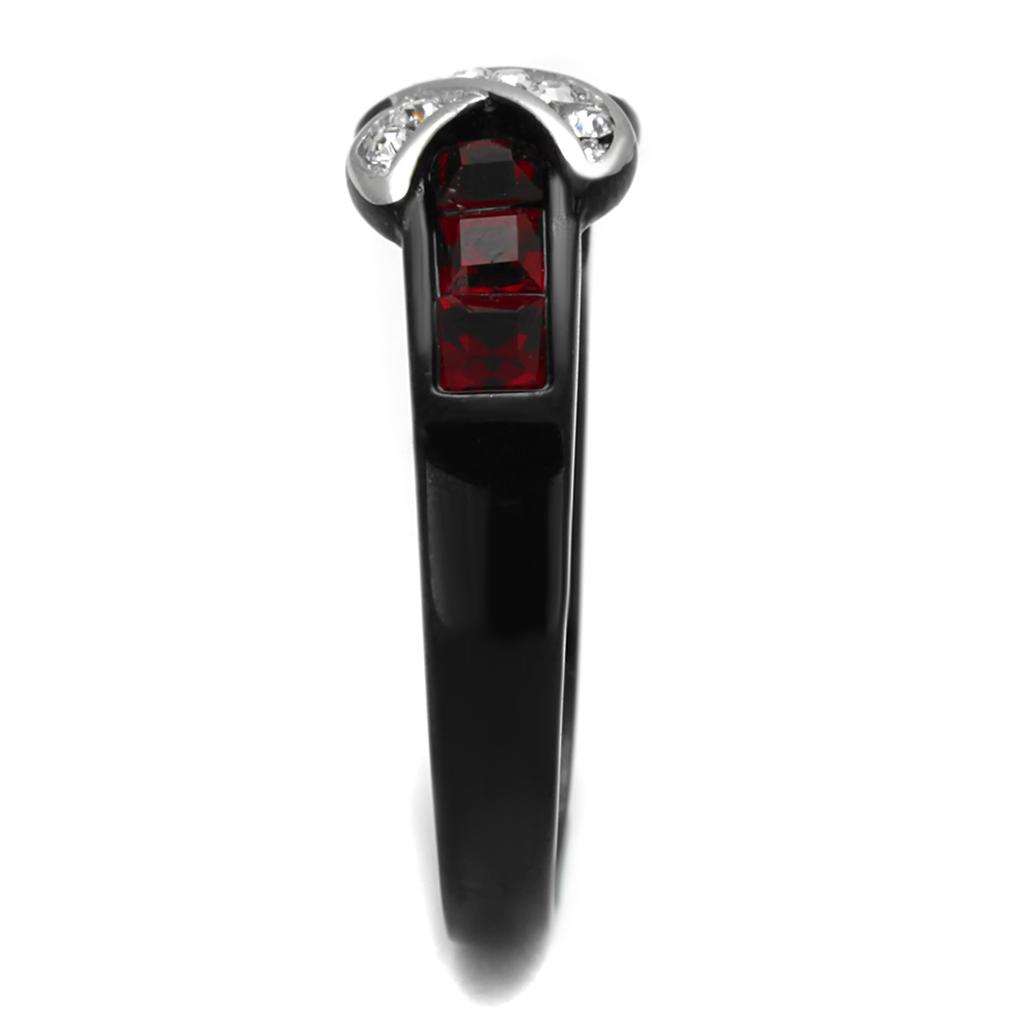 Two-Tone IP Black Stainless Steel Ring with Top Grade Crystal  in Siam