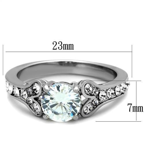 Polished Stainless Steel Ring with Clear Cubic Zirconia
