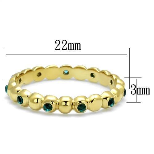Gold(Ion Plating) Stainless Steel Ring with Synthetic Synthetic Glass in Montana