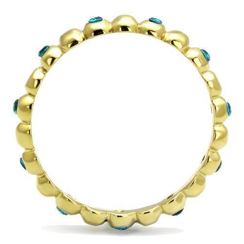 Gold(Ion Plating) Stainless Steel Ring with Synthetic Synthetic Glass in Montana