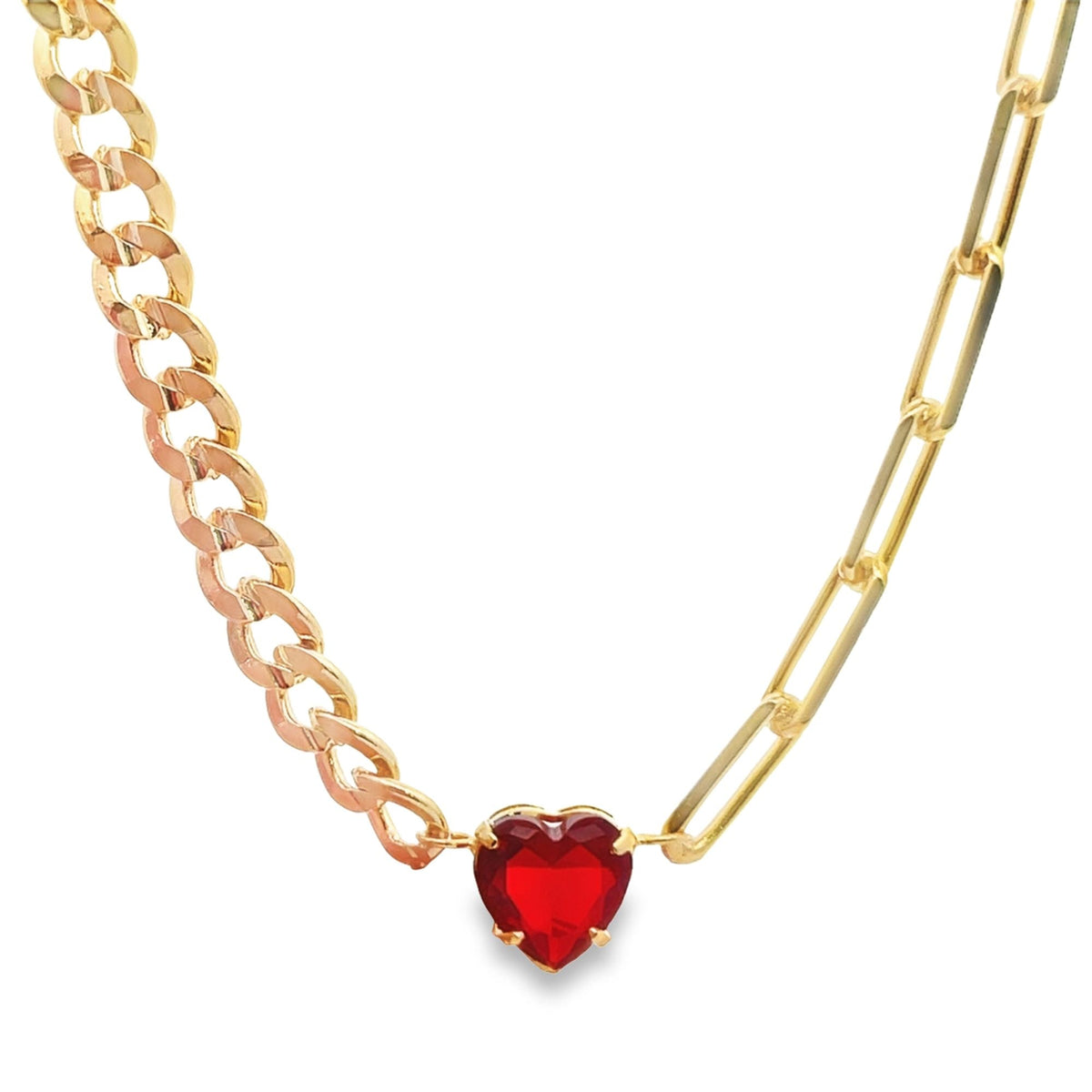 Heart Necklace | Paperclip & Curb Chain Necklace