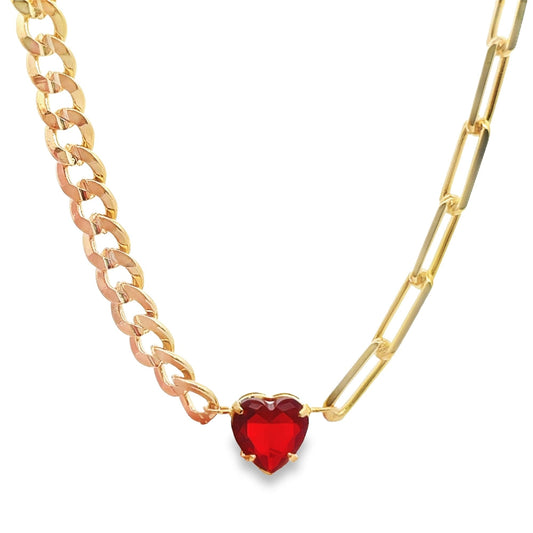 Heart Necklace | Paperclip & Curb Chain Necklace