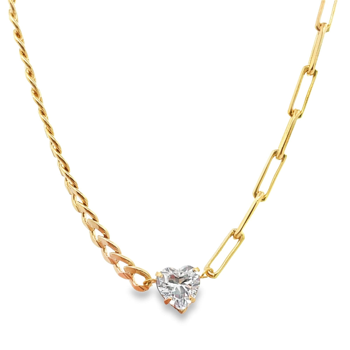 Heart Necklace | Paperclip & Curb Chain Necklace