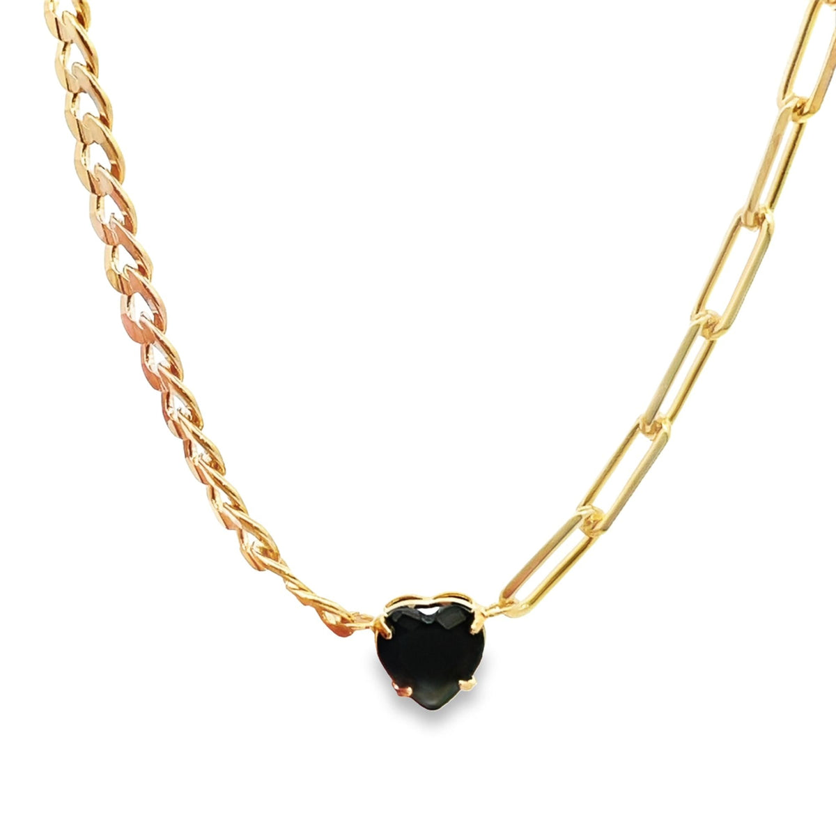 Heart Necklace | Paperclip & Curb Chain Necklace