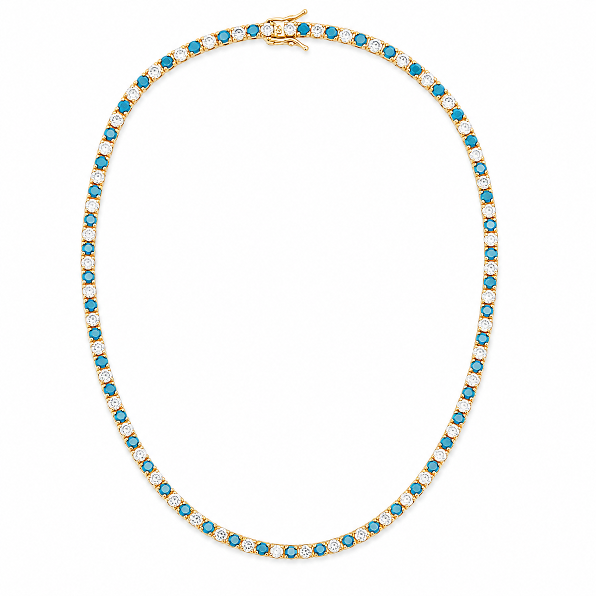 3mm CZ Tennis Necklace – Color Stone & Clear Bezel Necklace