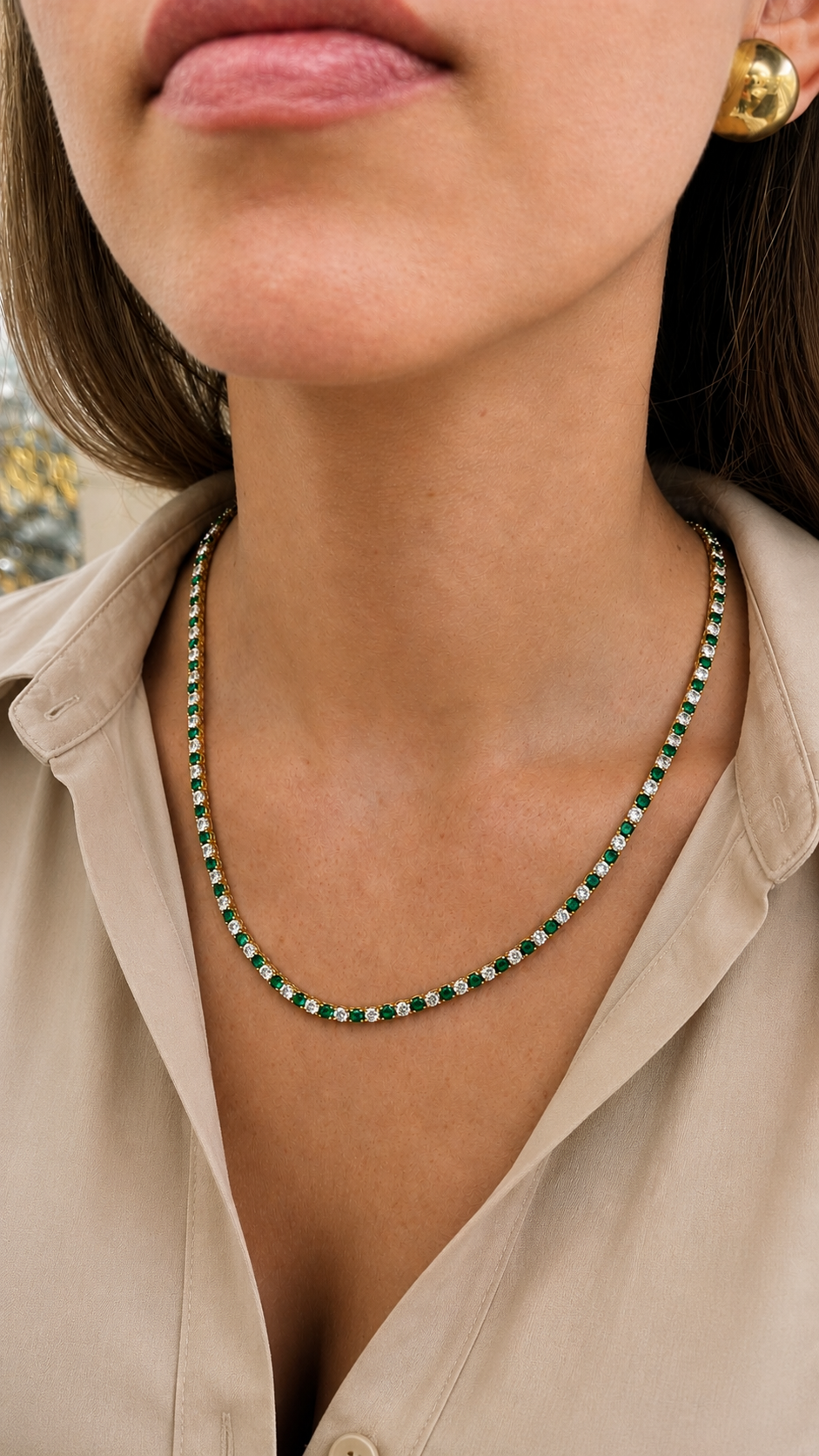 3mm CZ Tennis Necklace – Color Stone & Clear Bezel Necklace