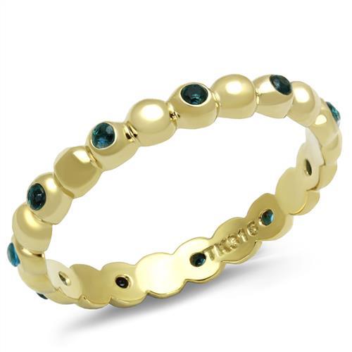 Gold(Ion Plating) Stainless Steel Ring with Synthetic Synthetic Glass in Montana