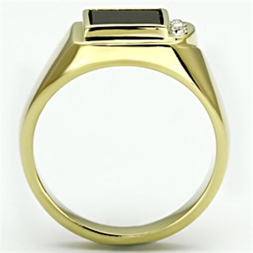 Men’s Gold & Black Onyx Stainless Steel Statement Ring
