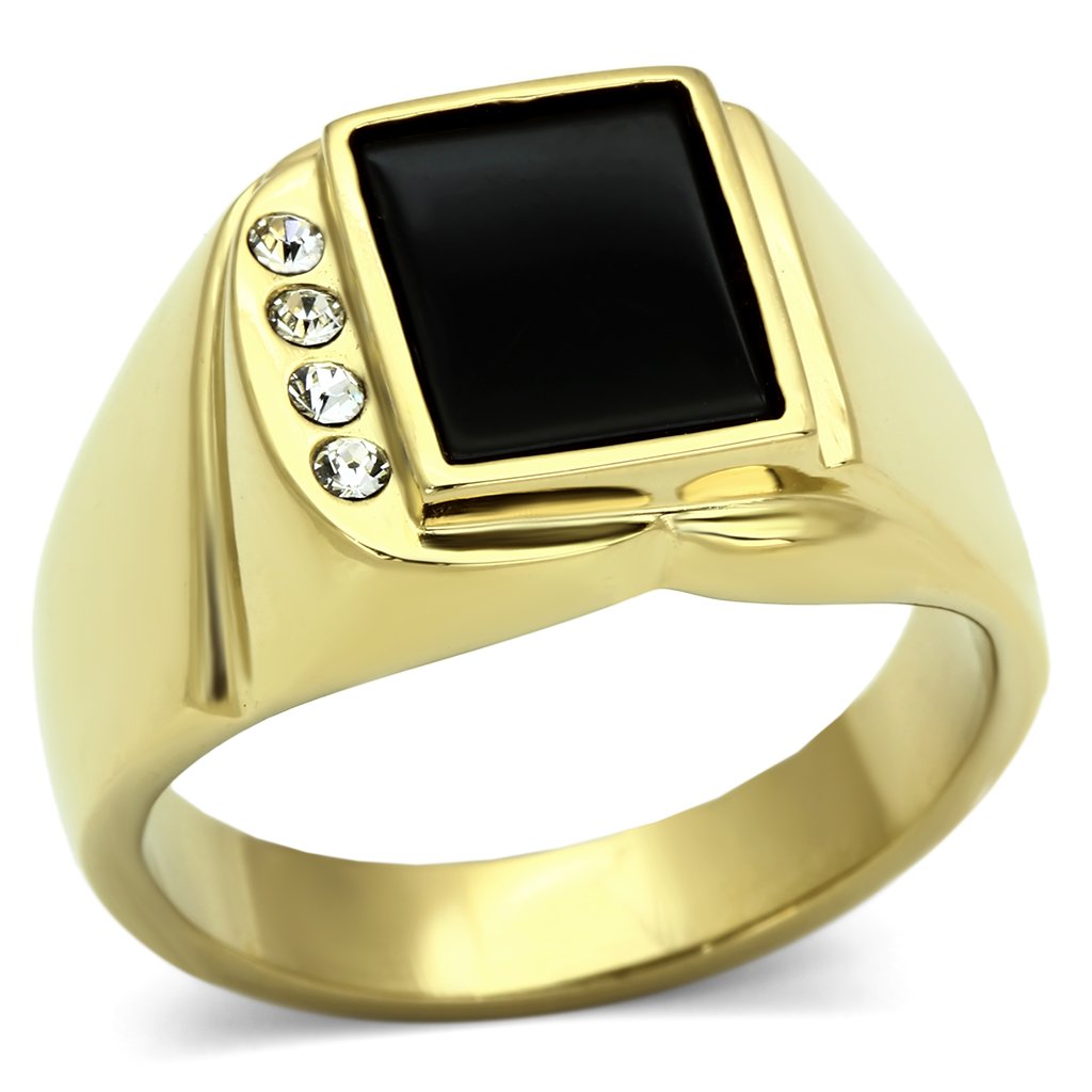 Men’s Gold & Black Onyx Stainless Steel Statement Ring