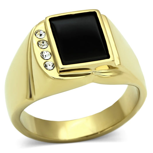 Men’s Gold & Black Onyx Stainless Steel Statement Ring